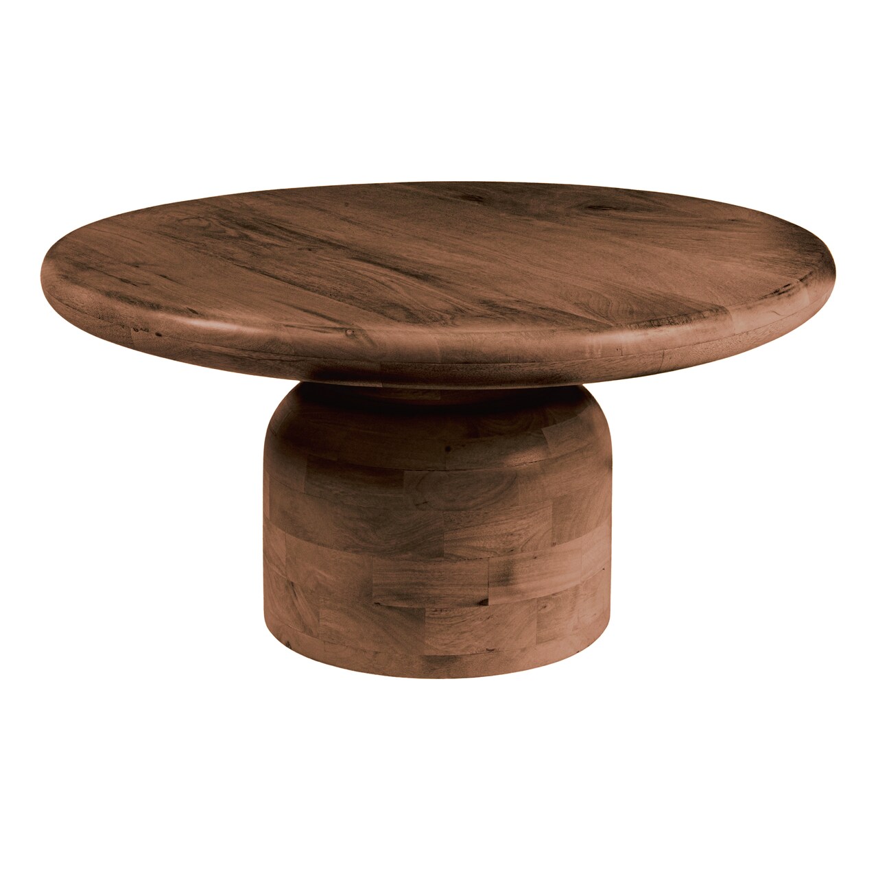 Hello Honey Round Mango Wood Coffee Table with Stacked End Grain Base